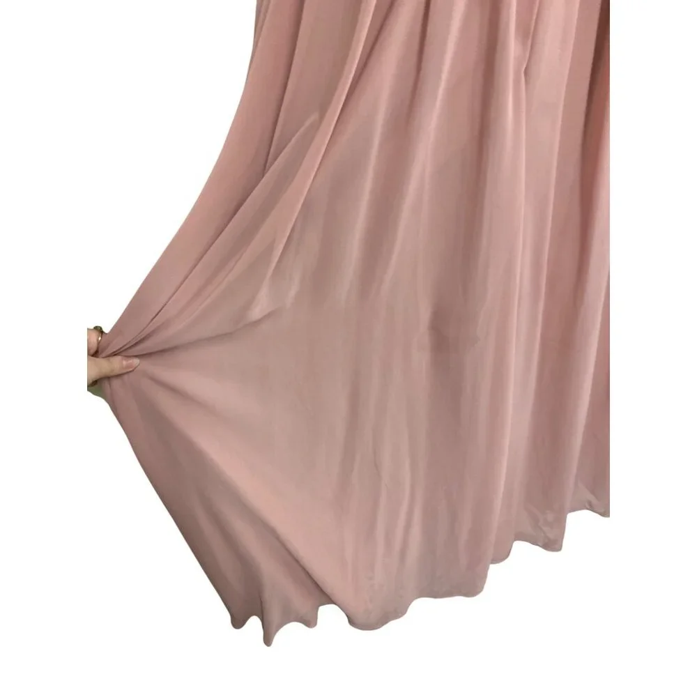 Azazie Womens A2 One-Shoulder Pleated Gown Blush Pink - Picture 13 of 16